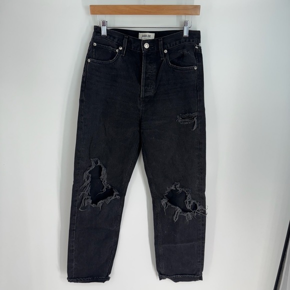 AGOLDE Distressed Hugh Rise Multi Button Cuffed Skinny Leg Pants - Picture 1 of 4